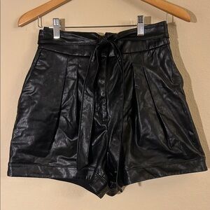 Express High Waist Black Faux Leather Shorts